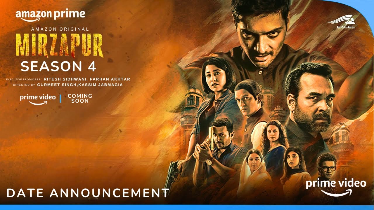 Teaser image for Mirzapur Season 4. , Fans eagerly awaiting the release of Mirzapur Season 4. ,Poster hinting at new conflicts and revenge in Mirzapur Season 4. , Anticipation builds for Guddu and Kaleen Bhaiya's next showdown. , Speculation on character fates in Mirzapur Season 4. , Announcement of Mirzapur Season 4 release date awaited by fans.