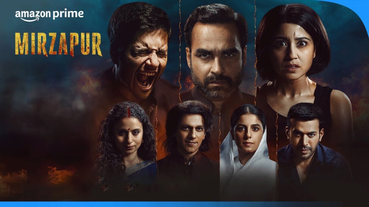 Mirzapur Season 3 poster featuring key characters. , Critics discussing intense power struggles in Mirzapur Season 3 , Visual of gripping action scenes from Mirzapur Season 3 , Review highlights plot twists and character arcs in the season. , Scene showing strong performances by Pankaj Tripathi and Ali Fazal. , Summary of critics praising Mirzapur Season 3’s direction and pacing