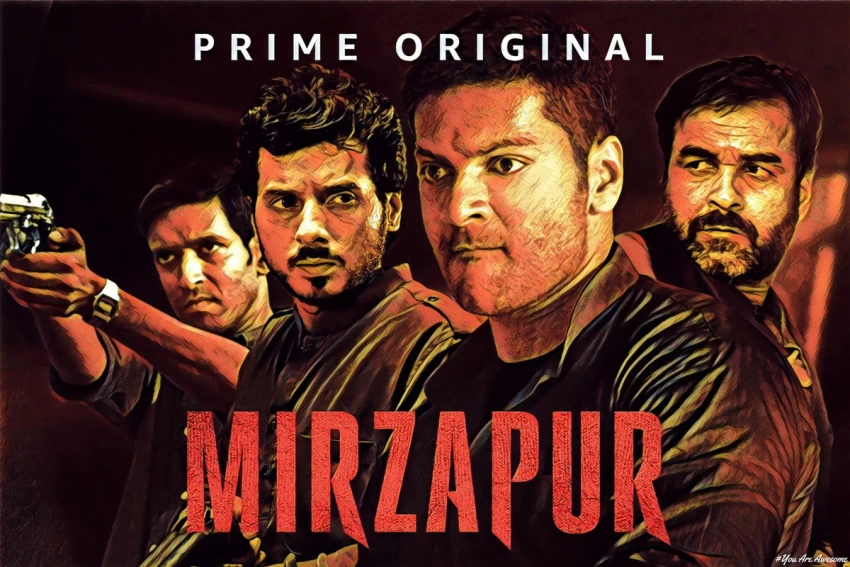 Kaleen Bhaiya giving a serious and intense look. , Guddu Pandit holding a gun, ready to fight back. , Munna Tripathi looking fierce and determined. , The Mirzapur characters standing together in a tense scene. , A powerful family sitting around a table discussing their next move. Critics Reviewing mirzapur , Film critics reviewing mirzapur 